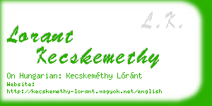 lorant kecskemethy business card